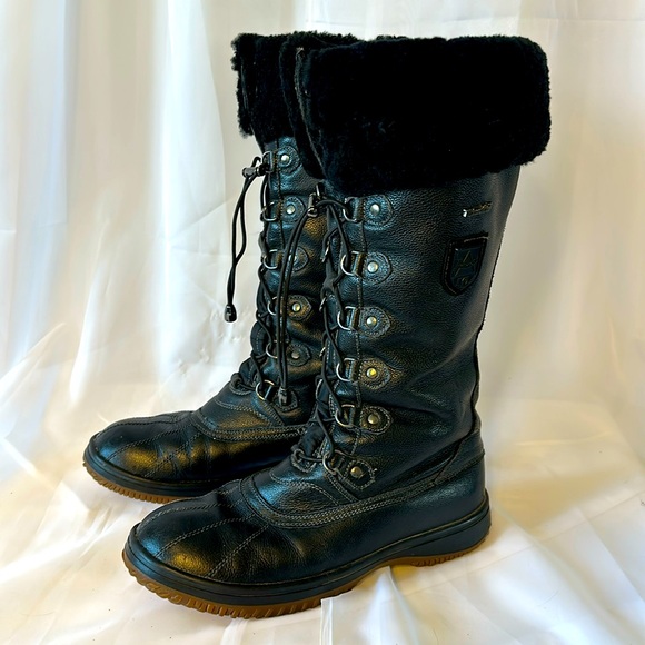 Ladies Atelier Noir leather shearling pack boots size 10 EUC black - Picture 1 of 7